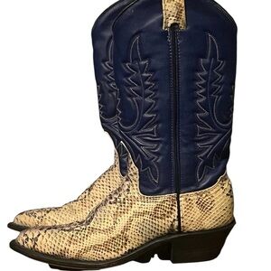 Blue and Snake Print Cowgirl Boots